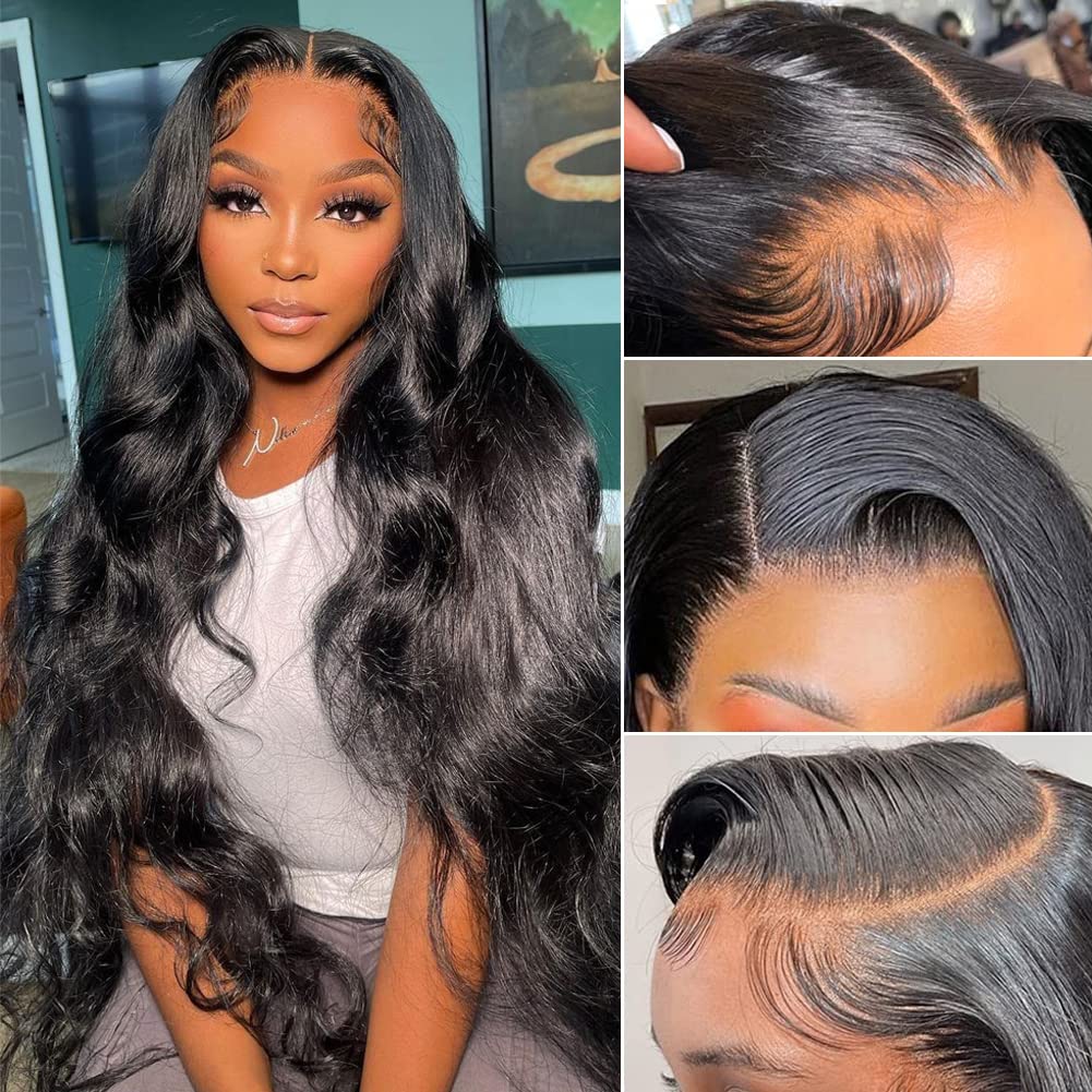 HeadJoy 180 Density Body Wave Lace Front Wigs Human Hair 13x4 HD Lace Frontal Wigs for Women Human Hair Lace Front Wigs Glueless Wigs Human Hair Pre Plucked Bleached Knots with Baby Hair 24 Inch