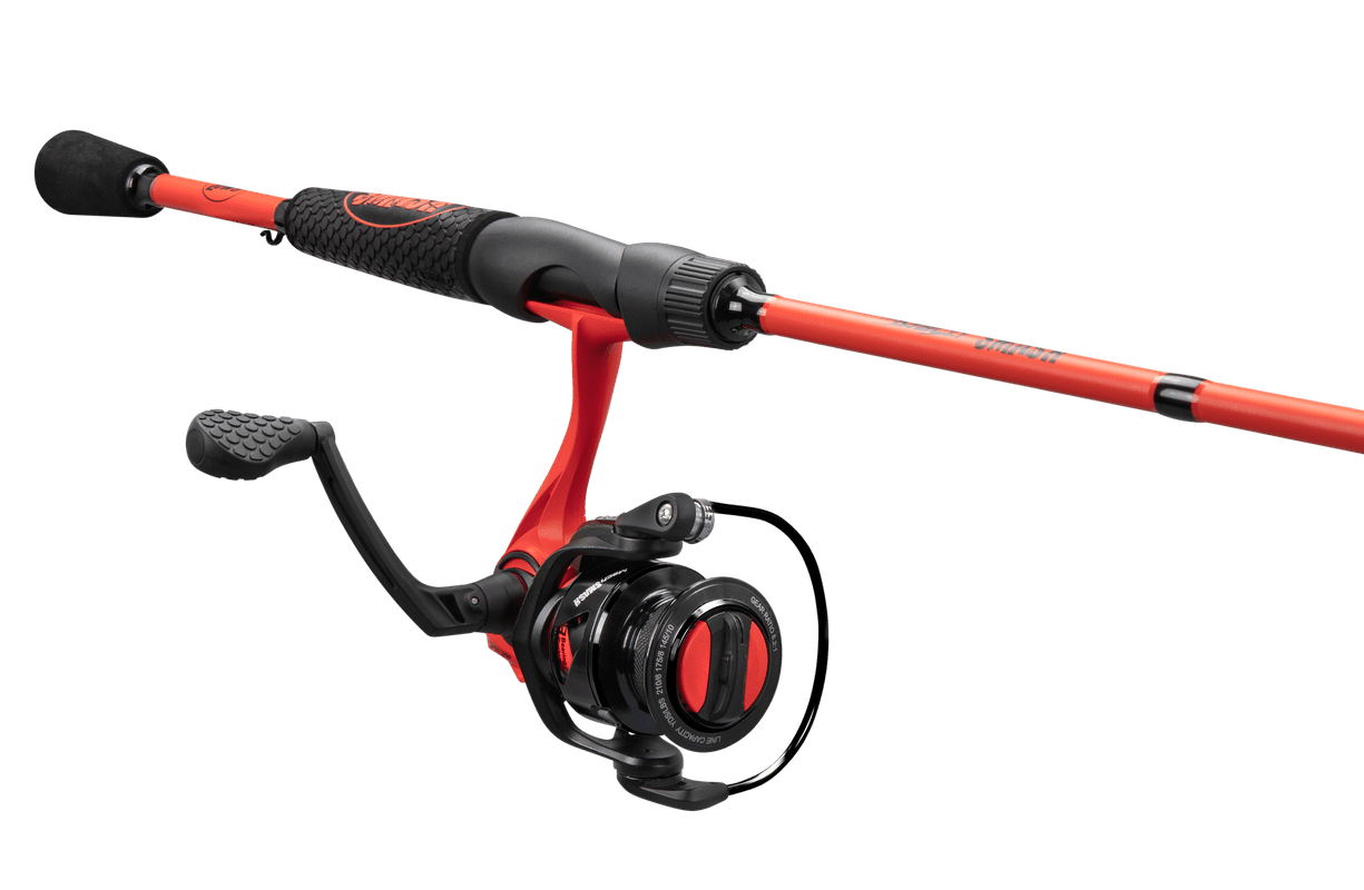 Lew's Mach Smash Spinning Reel and Fishing Rod Combo, 6-Foot 6-Inch 2-Piece Rod, Size 30 Reel, Black/Red