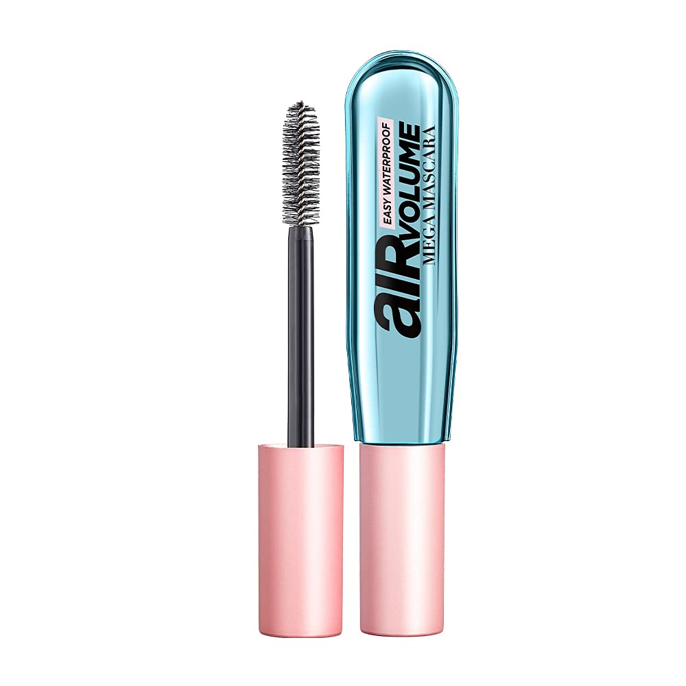 L'Oreal Paris Makeup Air Volume Mega Mascara, Lightweight &amp; Long-lasting Volumizing Mascara for Voluminous Eyelashes, Waterproof Black, 0.3 Fl Oz