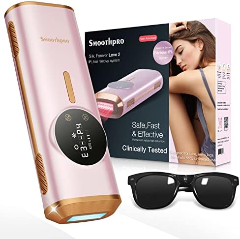 IPL Laser Hair Removal Device for Permanent Painless Face Bikini, Tailored Beginner Sessions Home Use Sapphire Cooling IPL Epilation for Women & Men's Whole Body Hair-Free Results, Unlimited Flashes