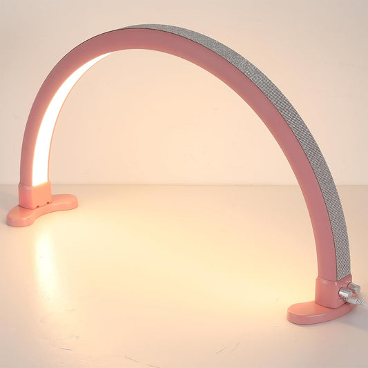 Half Moon Light for Nail Desk, 180° All-Round Lighting Half Moon Nail Lamp, Stepless Dimming, Extra Large Space,Pink