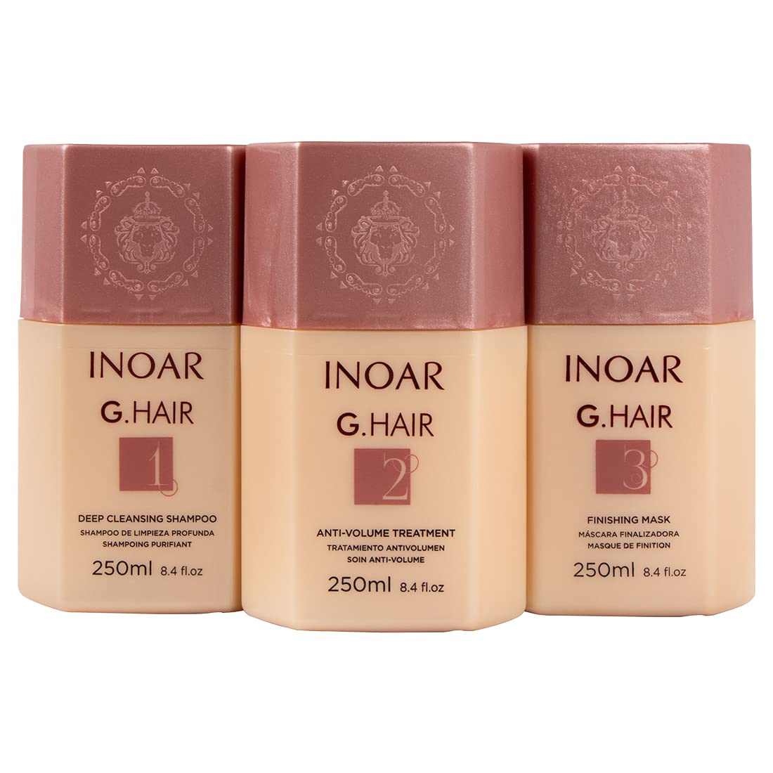 INOAR – G.Hair Keratin Smoothing System Kit, Deep Cleaning Shampoo, Anti Volume Treatment, Finishing Mask, Frizz Reduction, Dry Damaged Hair, Vegan Hair Products for Men & Women (6.45 fl. oz. Each)