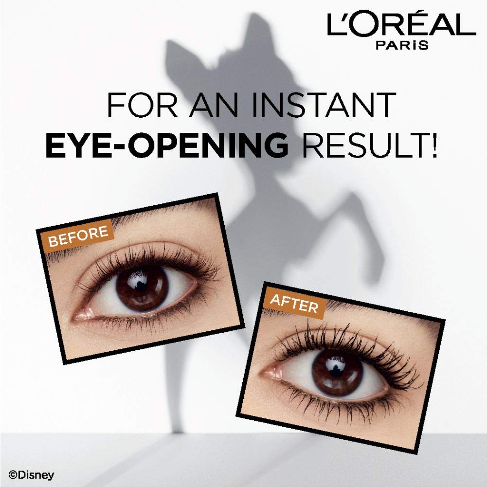 L'Oreal Paris Makeup Bambi Eye Mascara, Lasting Volume, Length &amp; Lift, Doe-eye Definition, No Clumping, Washable, Blackest Black 0.21 Fl Oz