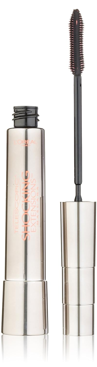 L'Oreal Telescopic Shocking Extensions Washable Mascara, Black Brown, 0.29 Fluid Ounce