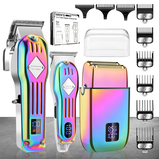 Karrte Professional Hair Clippers/Hair Trimmer/Beard Shaver Kit for Men - Cordless Barber Clipper Hair Cutting Kit, Beard T Outliner Trimmers Haircut Grooming Kit,Gifts for Men (Colorful)