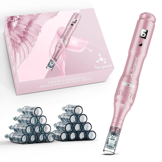 Professional Wireless Microneedling Pen with 20 Replacement Cartridges - Adjustable Micro Needling Professional Microneedle Machine,6pcs 16pin+6pcs 36pin+6pcs 42pin+2pcs Nano.Rose Glod