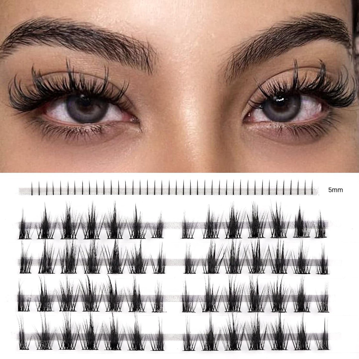 LANKIZ Manga Lashes, 96pcs Cluster Lashes with Bottom Lashes, Individual Lash Extensions Anime Lashes for DIY Eyelash Extension, 56pcs Lash Clusters with 40pcs Bottom Individual Eyelashes