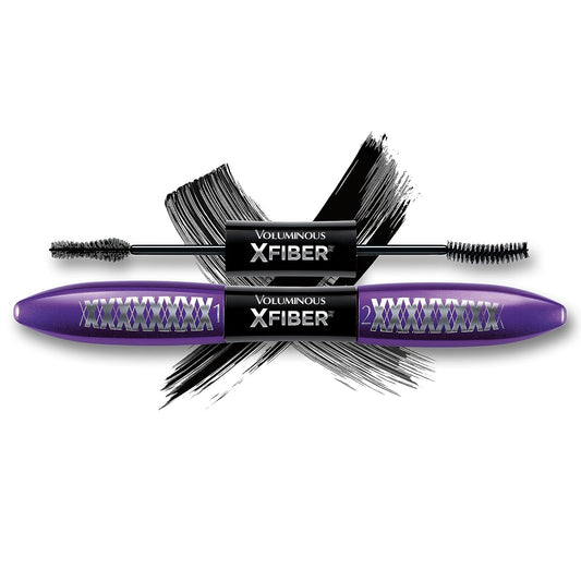 L'Oreal Paris Makeup Voluminous X Fiber Waterproof Mascara with Black Primer, Blackest Black, 1 Tube
