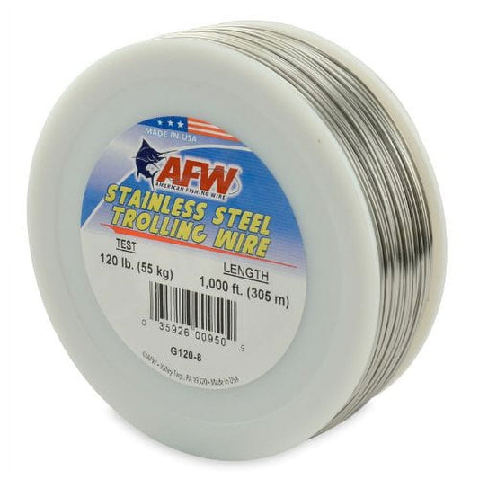 American Fishing Wire Stainless Steel Trolling Wire (Single Strand), Bright Color, 60 Pound Test, 1000-Feet