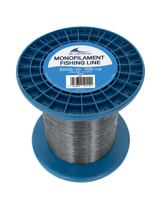 BLUEWING Monofilament Fishing Line 3000YD Invisible Thin Diameter Fishing String Mono Fishing Line, Dia.0.9mm*3000YD*100LB, Gray