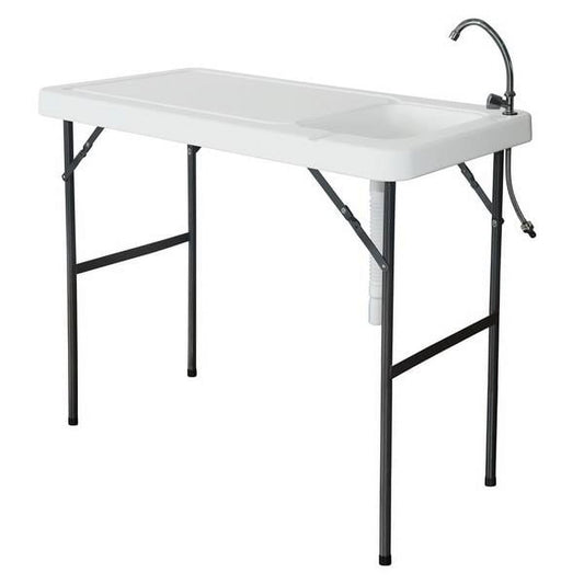 Camping Sink Table, Portable Folding Camping Table Fish Fillet Hunting Cleaning Cutting Table Picnic Table with Sink Faucet, Removable Picnic Table for Outdoors Events Beach Camping with Sink Faucet