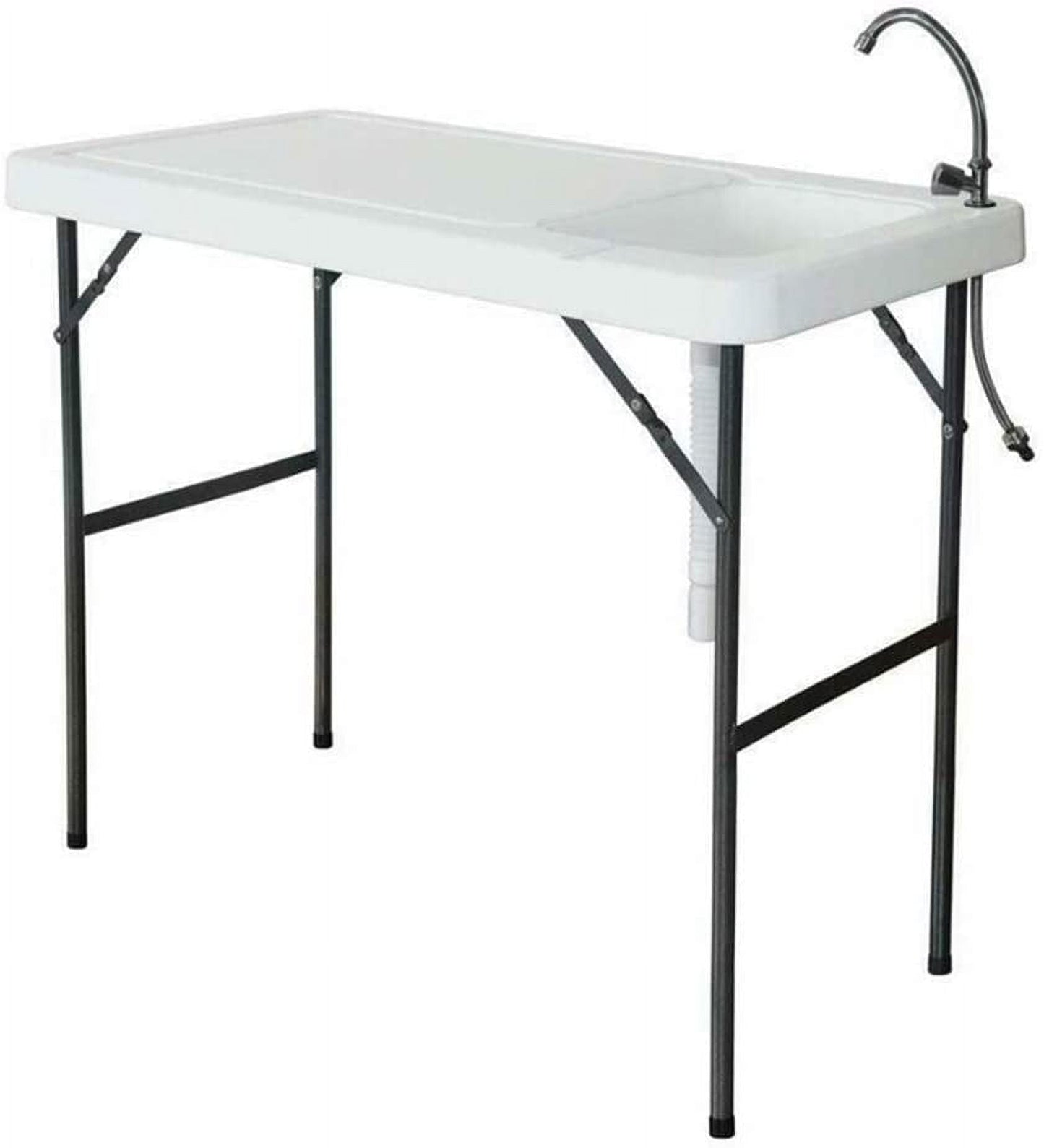 Clearance! Camping Sink Table, Portable Folding Camping Table Fish Fillet Hunting Cleaning Cutting Table Picnic Outdoor Gardening Table with Sink Faucet (1Sink)