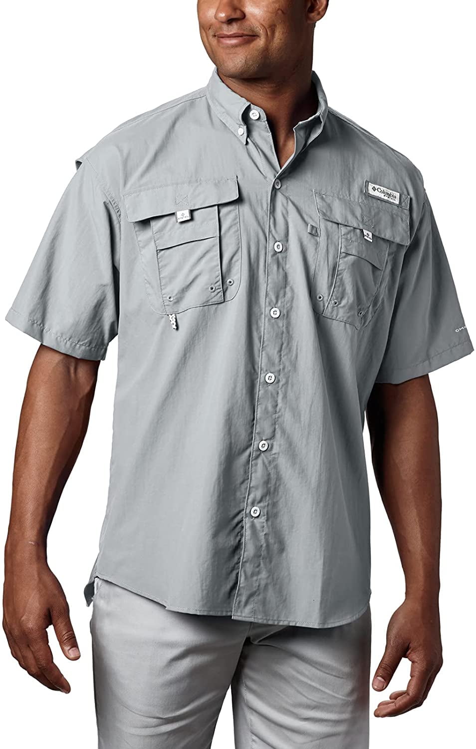 Columbia Mens PFG Bahama II UPF 30 Short Sleeve Fishing Shirt Cool Grey X-Large Tall