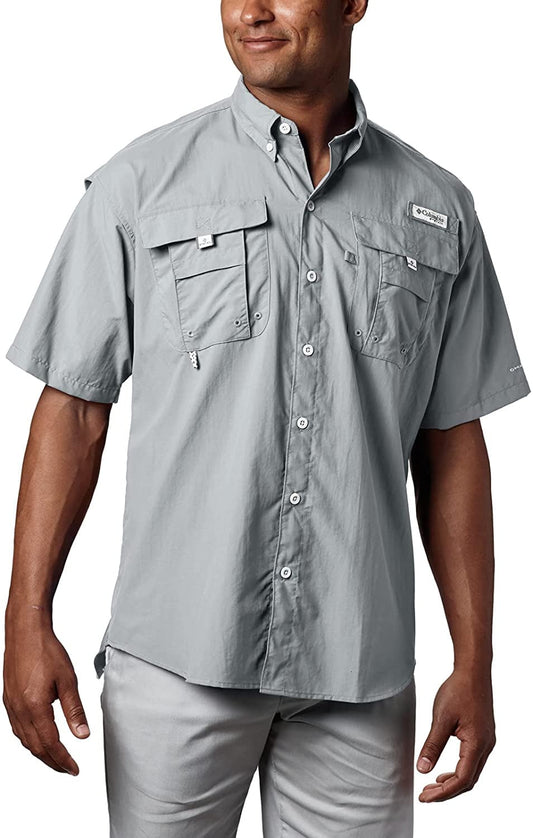Columbia Mens PFG Bahama II UPF 30 Short Sleeve Fishing Shirt Cool Grey X-Large Tall