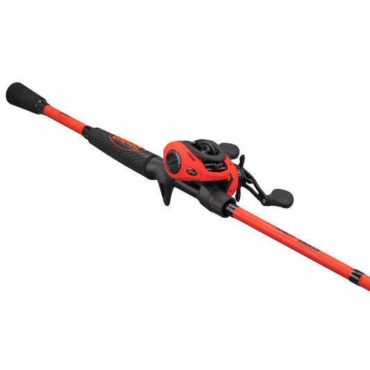 Lew's Mach Smash Baitcast Reel and Fishing Rod Combo, 7-Foot 2-Inch Medium Power Rod, Left-Hand Retrieve, Red/Black