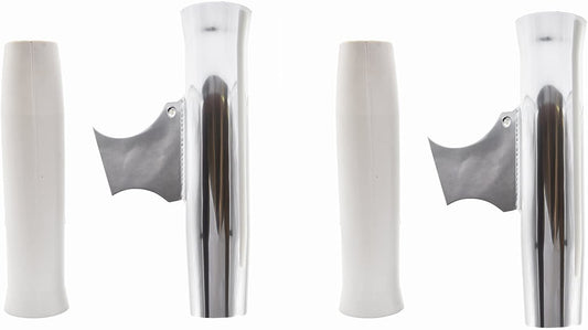 Marine City Aluminum Flared Weld-on White Vinyl Insert Fishing Rod Holder L: 10 inches Dia.:1-7/8 inches 2-Pack
