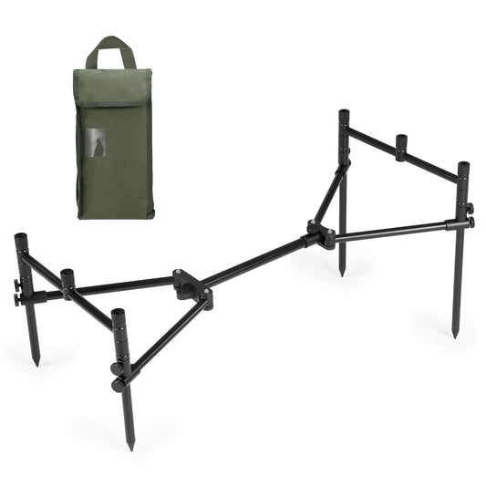 Meterk Detachable Fishing Rod Stand Buzz Bar Pole Rest Head Folding Retractable Fishing Rod Holder with Carry Bag