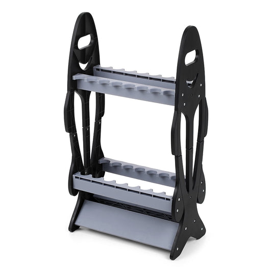Nebublu Fish Shape 16 Fishing Rod Holder Storage Rack Compact Fishing Pole Stand Organizer - Maximize Space and Minimize Clutter in Your Fishing Area