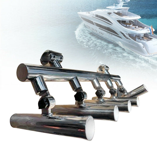 OUKANING Boat Fishing Rod Holder 5 Tube 2' Clamp on 1'-1-1/4' Rail Mount Adjustable USA