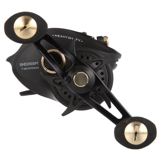 Quantum Smoke HD Baitcast Fishing Reel, Size 200 Reel, Right-Hand Retrieve, Continuous Anti-Reverse Clutch, Large EVA Handle Knobs, 7.3:1 Gear Ratio, Black