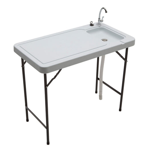 SEEK Outdoor Folding Portable Fish & Game Camping Table with Faucet & Drain