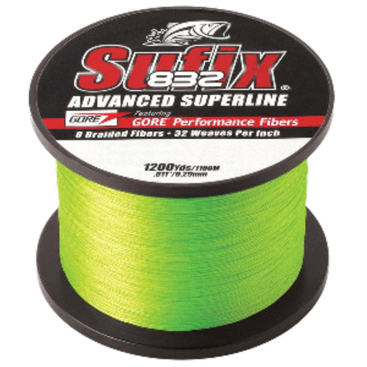 Sufix 660-315L 832 Advanced Superline Braid 15 lb Neon Lime