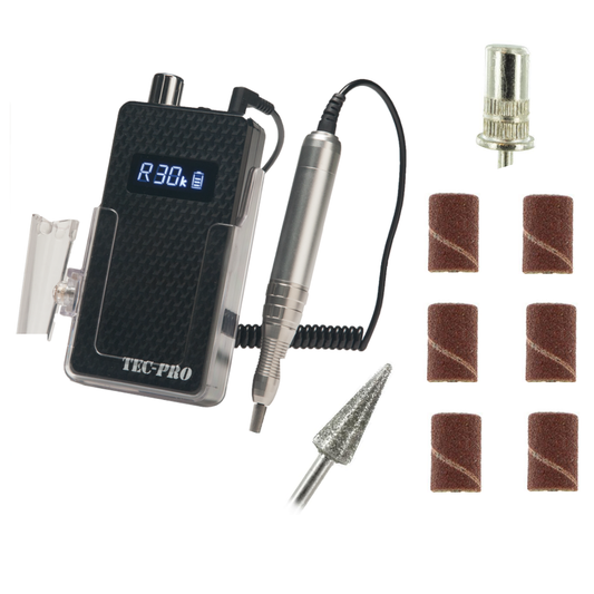 Tec-Pro Portable & Rechargeable Nail Drill  - Pearl White or Black