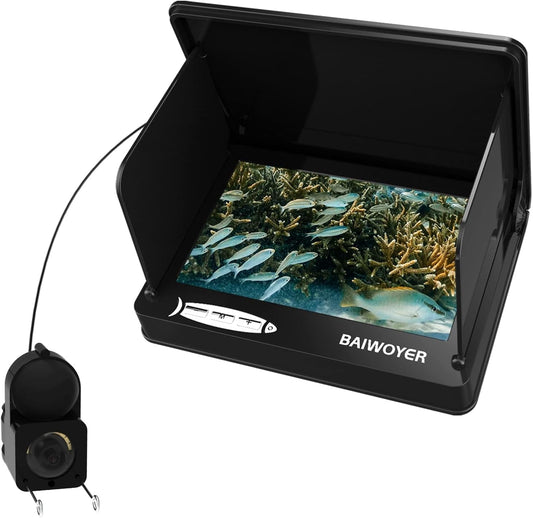 Underwater Fishing Finder, Portable Fish Finder Camera with 5 inch IPS Monitor HD 1000 LM Infrared Waterproof Camera with 66ft Cable fit for Ice Fishing, Sea Boat, Kayak, Lake Fishing