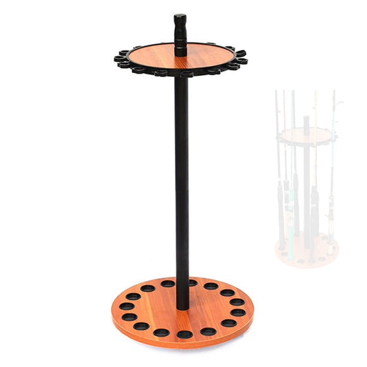 Walmeck Fishing Rod Display Rack, Wooden Rotating Holder for Storage and Organization in Best Fishing Equipment Scene