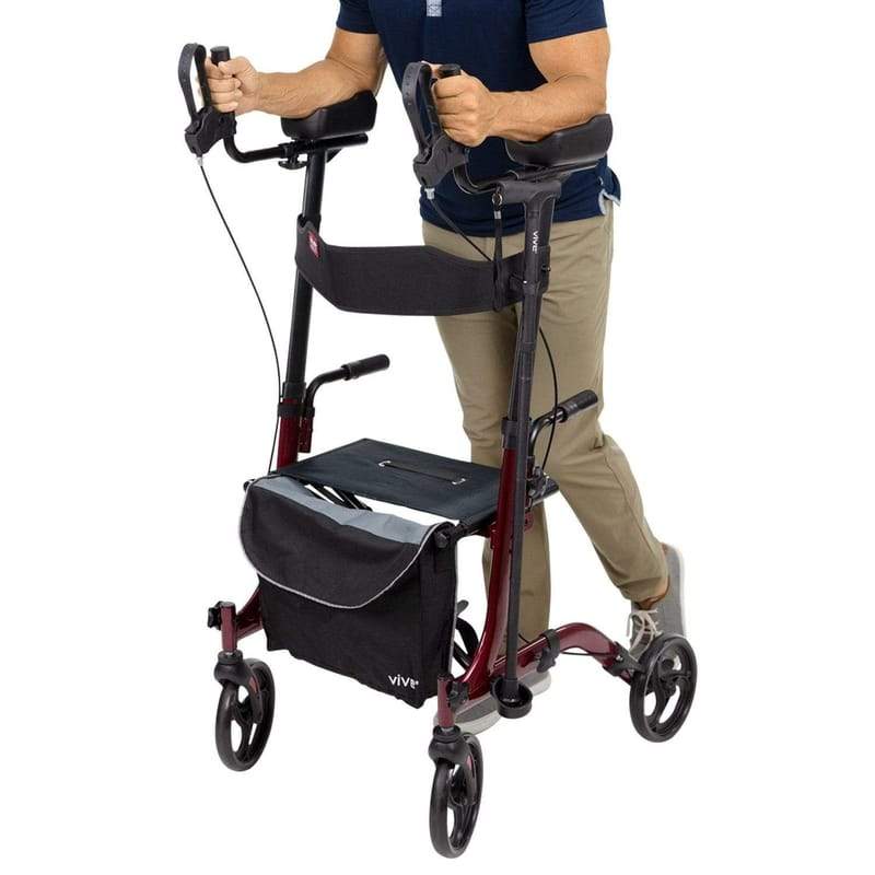 Vive Health Lightweight Folding Upright Rolling Walker Rollator - Senior.com Upright Walkers