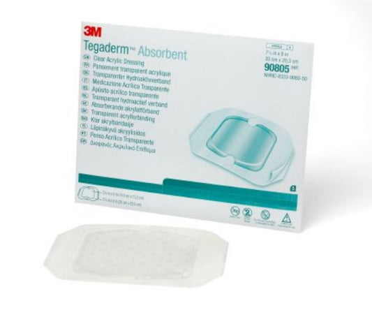 Tegaderm 90805 Absorbent Clear Acrylic Dressing, Box of 5