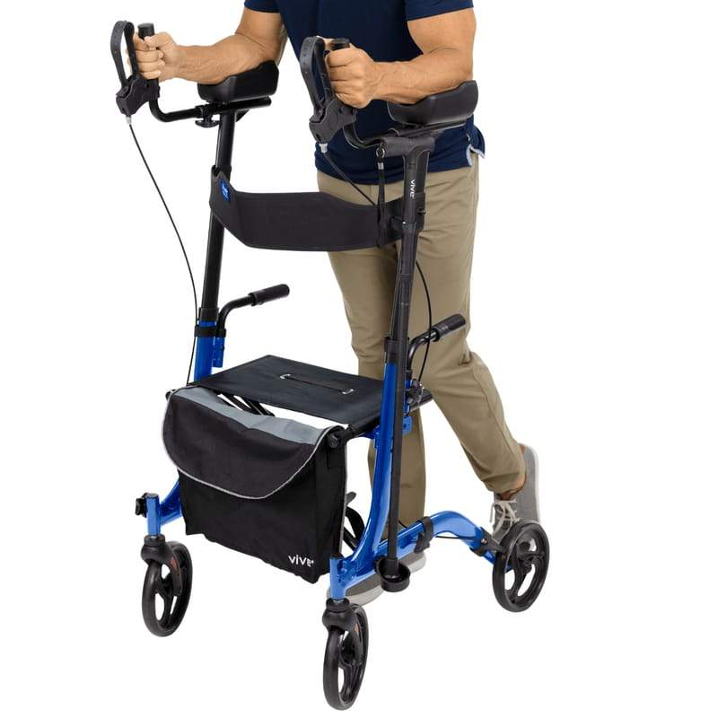 Vive Health Lightweight Folding Upright Rolling Walker Rollator - Senior.com Upright Walkers